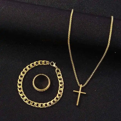 3pcs/set Punk Black Cross Pendant Necklace - Pedlar's Attic