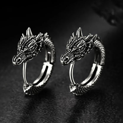 Huitan Trendy Male Dragon Hoop Earrings Hip Hop Style Punk Party Accessories Unisex Daily Wearable Personality Jewelry Drop Ship