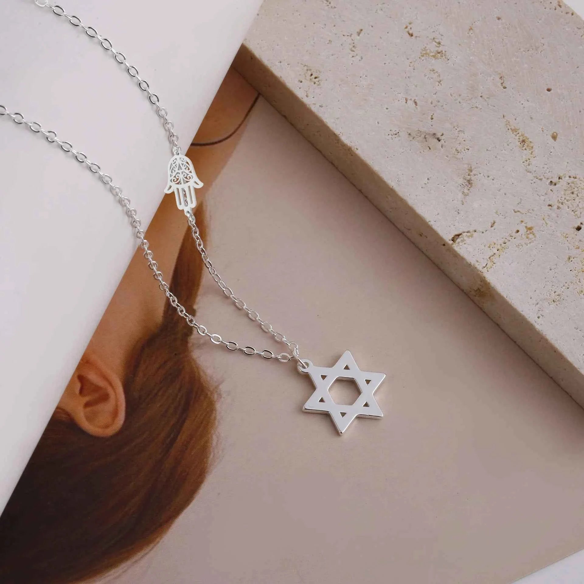 Personalized Star of David Hamsa Necklace for Women Men Gold Color Magen David Religious Jewish Star Jewelry Gifts