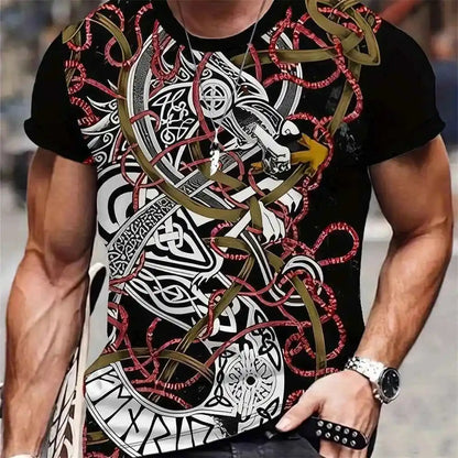 3D Style 3 Roaring Dragon Pattern Round Neck Short Sleeve T Shirt - Pedlar's Attic