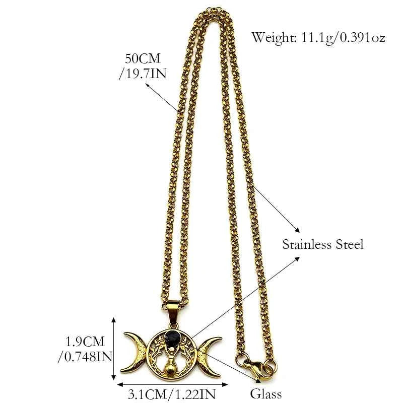 Triple Moon Goddess Necklace