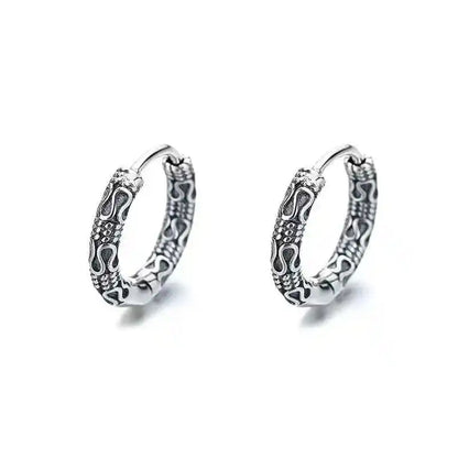 Vintage Simple Small Hoop Earrings Stainless Steel Hypoallergenic Earrings for Men Women Cool Indian Boho Jewelry - Pedlar's Attic