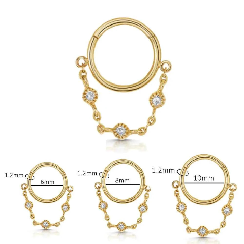 Titanium Steel Circle Pendant Ear Tassel