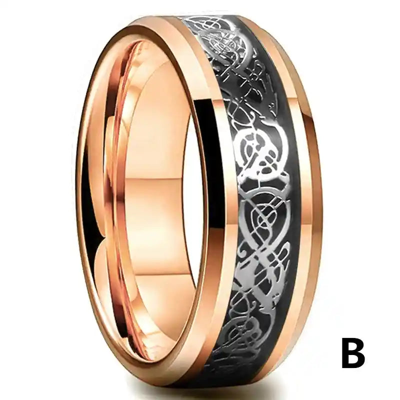 21 Colors 8mm Men's Stainless Steel Celtic Dragon Ring - Pedlar's Attic