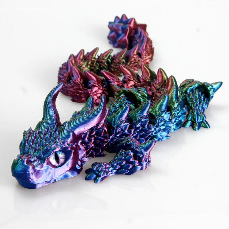 3D Printed Dragon，Vivid Eyes, 3D Printed Flexible Articulated Dragon，Home Office Decor Executive Desk Toys