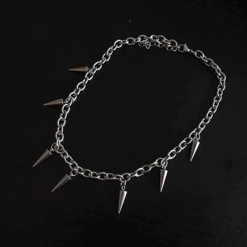 Stainless Steel Chains Rivet Choker Necklace for Men Women Hiphop Punk Neck Chains Short Collar Necklaces Wolf Tooth Jewelry New