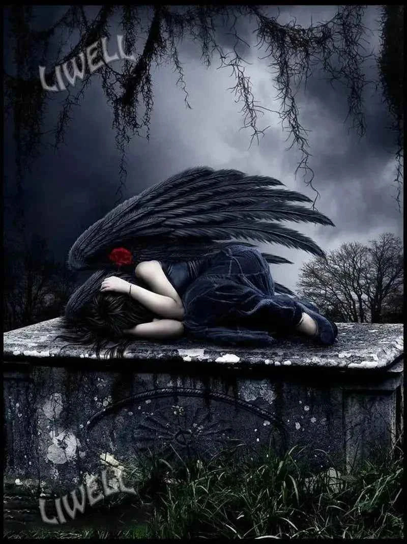 Victoria Style Skull Banquet Fallen Angels Dark Fantasy Art