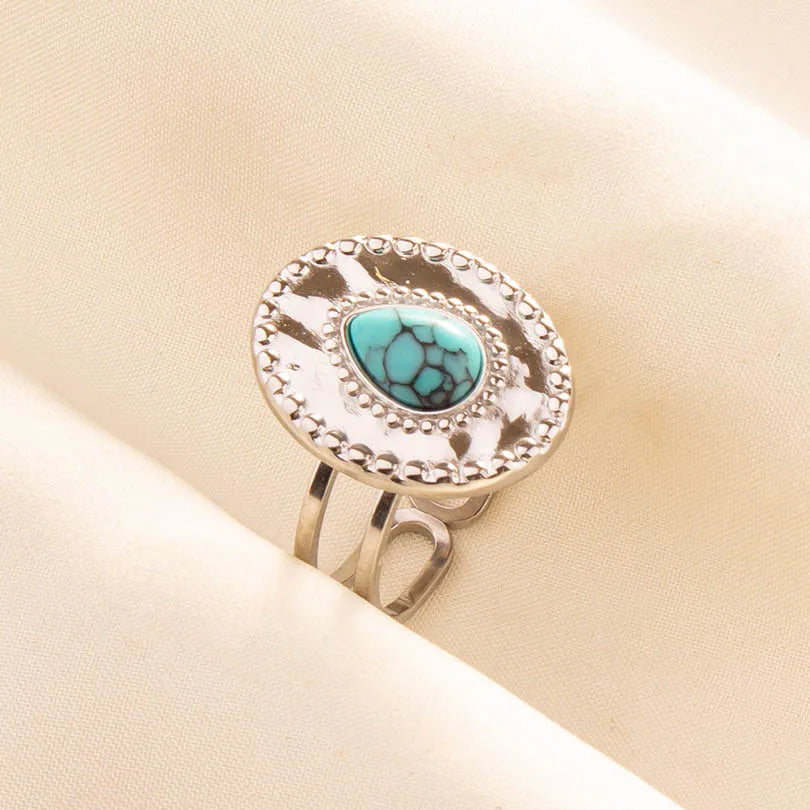What the Stone Chose — Boho Turquoise Adjustable Ring - Pedlar's Attic
