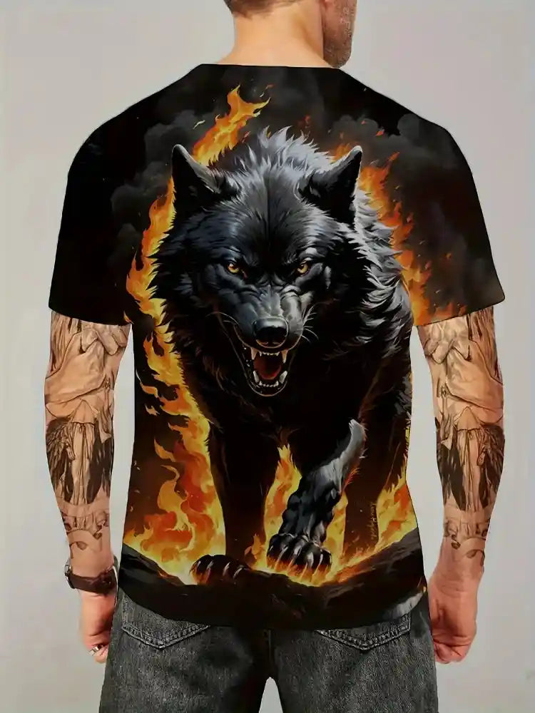 Luna's Pack – Fire Wolf 3D Print Oversized Tee