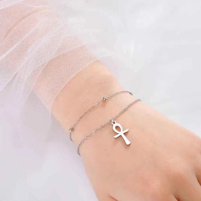 Dawapara Ankh Cross Bracelet Religious Ancient Egyptian Key To Life Prayer Amulet Supernatural Stainless Steel Jewelry - Pedlar's Attic