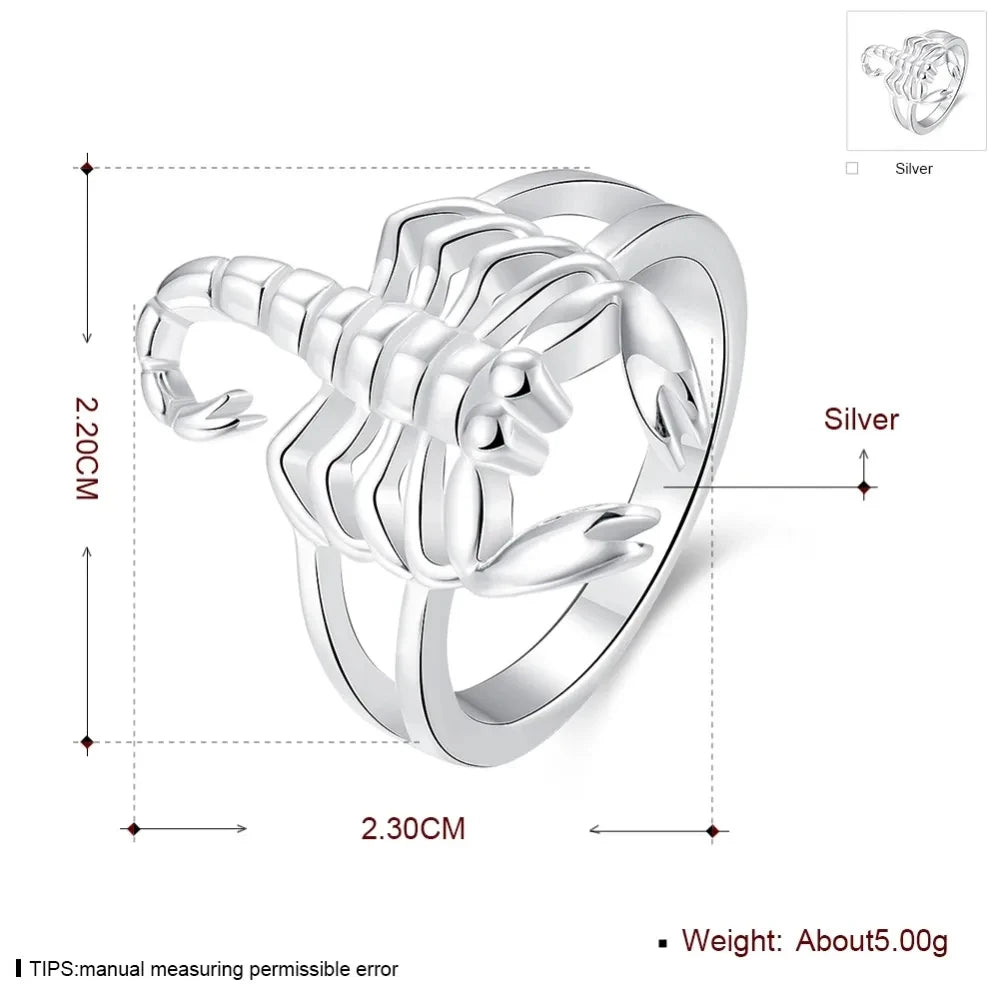 Beautiful ring Fashion fashion Scorpion 925 Sterling Silver NICE women Domineering Lady Ring jewelry Classical gift