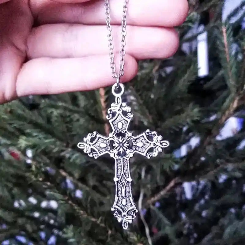 Vintage Gothic for Cross Pendant Long Chain Necklace - Pedlar's Attic