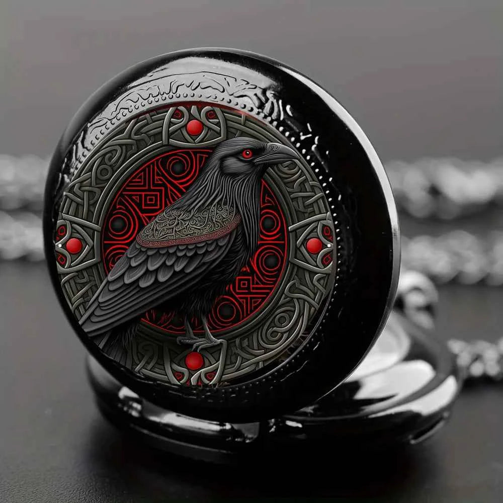 Vintage-Style Clever Crow Exquisite Pocket Watch