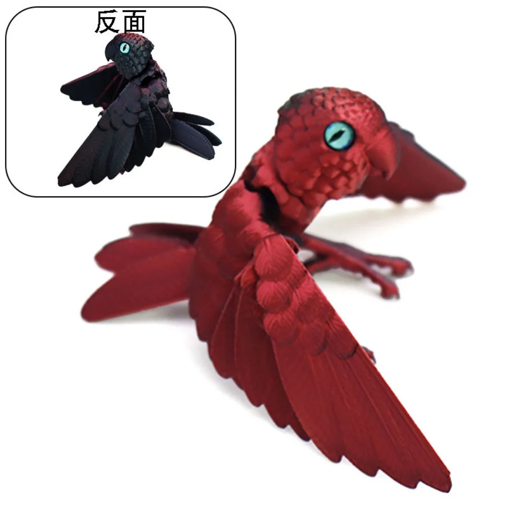 3D Printed Parrot Model Flexible Animal Statue Bird with Wings Moveable Joints Home Decoration Autism ADHD Fun Toys Holiday Gift