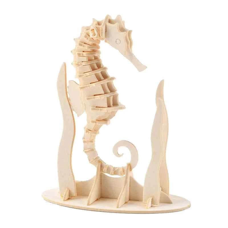 DIY 3D Wooden Puzzle Model Animal Montessori Toys for Children Crafts Dachshund Skeleton Assembly Gift Set for Kids Adults Teens