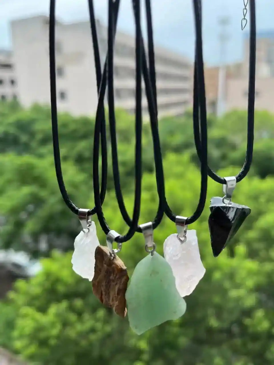 5pcs/Set Natural Stone And Crystal Necklace for Women Lovely Heart Shaped Choker - Pedlar's Attic