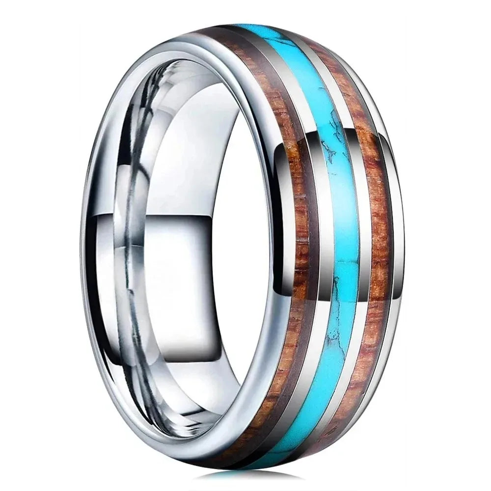 Stone Forge Ring — Agate & Stone Inlay Stainless Steel Band