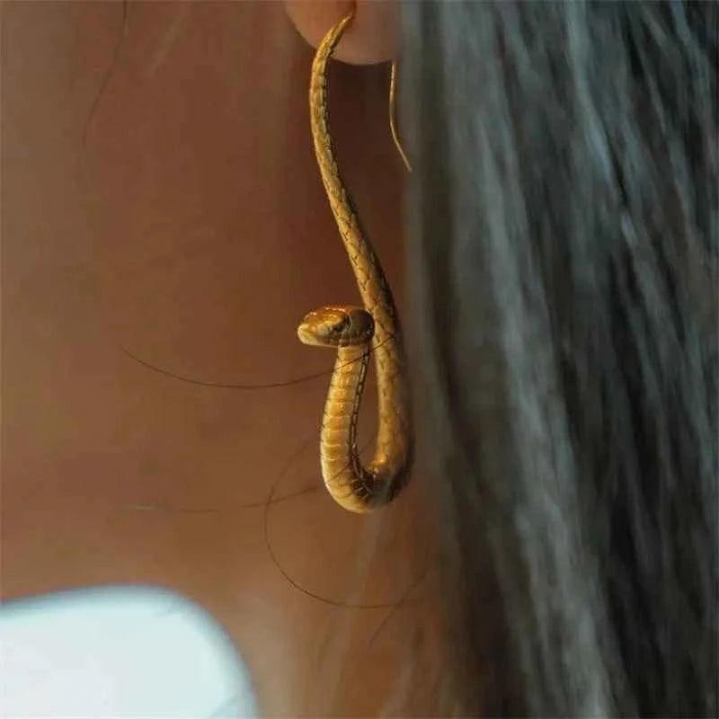 Gold Snake Dangle Earrings for Women Bohemian Vintage Animal Statement Jewelry Party Gift
