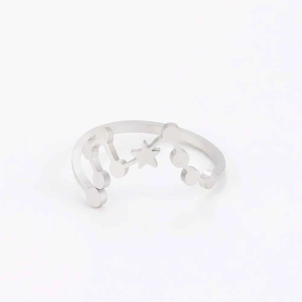 COOLTIME 12 Constellation Women's Ring Stainless Steel Zodiac Adjustable Rings Leo Virgo Libra Pisces Jewelry Birthday Gift