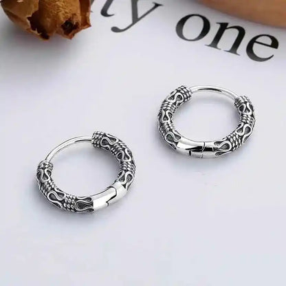 Vintage Simple Small Hoop Earrings Stainless Steel Hypoallergenic Earrings for Men Women Cool Indian Boho Jewelry - Pedlar's Attic