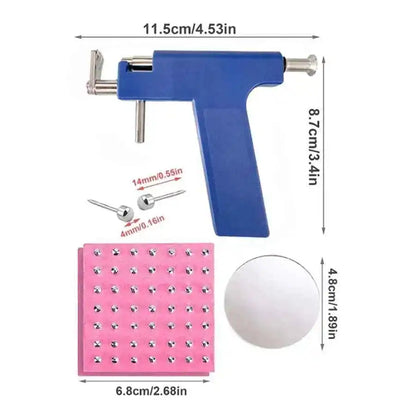 Professional Ear Piercing Gun Kit with 98pcs Stainless Steel Ear Studs-Safety Gun Piercing - Pedlar's Attic