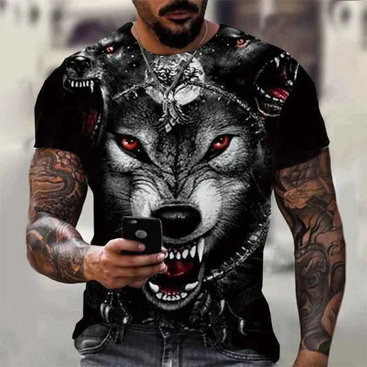 3D Wolf Print Harajuku Men's T-shirts 4