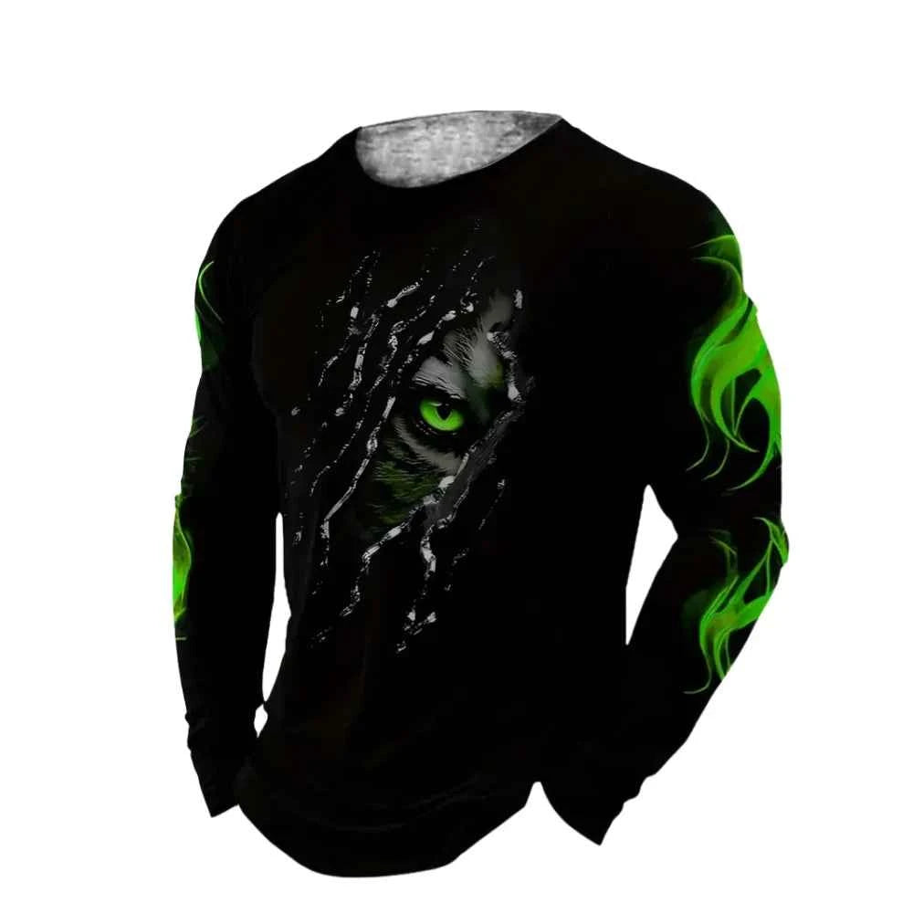 Men Clothing 3D Print Flame Scratch T-Shirt