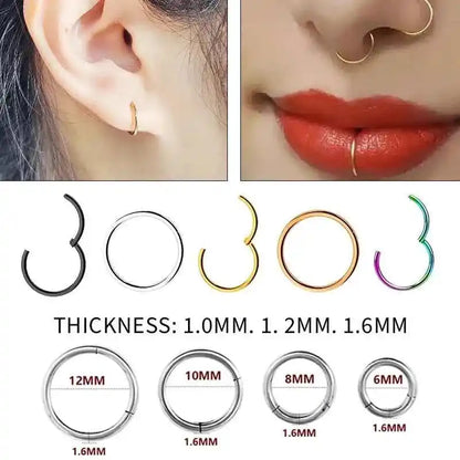 Stainless Steel Septum Clicker - Hinged Nose Hoop for Helix, Daith, and Cartilage Piercing - Bold & Sexy Jewelry - Pedlar's Attic