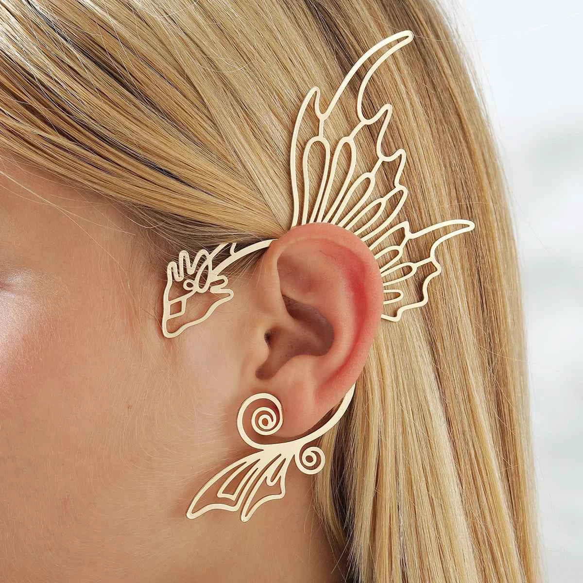 1pc Pagan Dragon Earclip Elf Gothic Earcuff