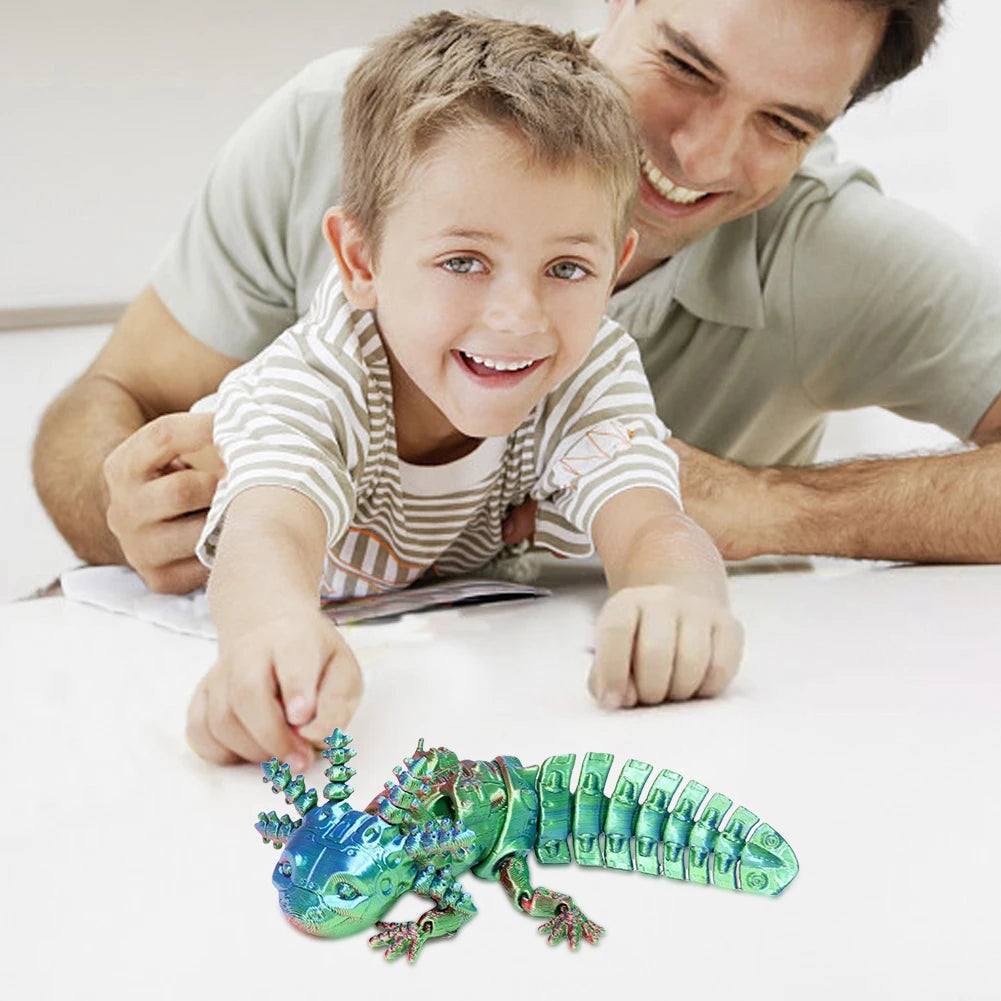 3D Printed Axolotl Toy Collectible Articulated Mechanical Axolotl Figurine 3D Printed Animal for Stress Relief Home Decor