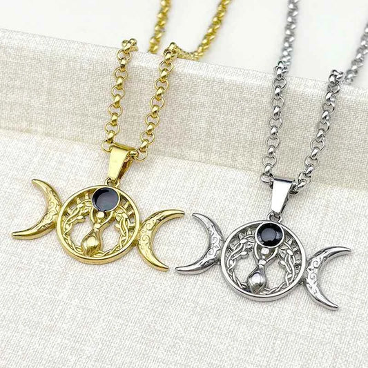Triple Moon Goddess Necklace
