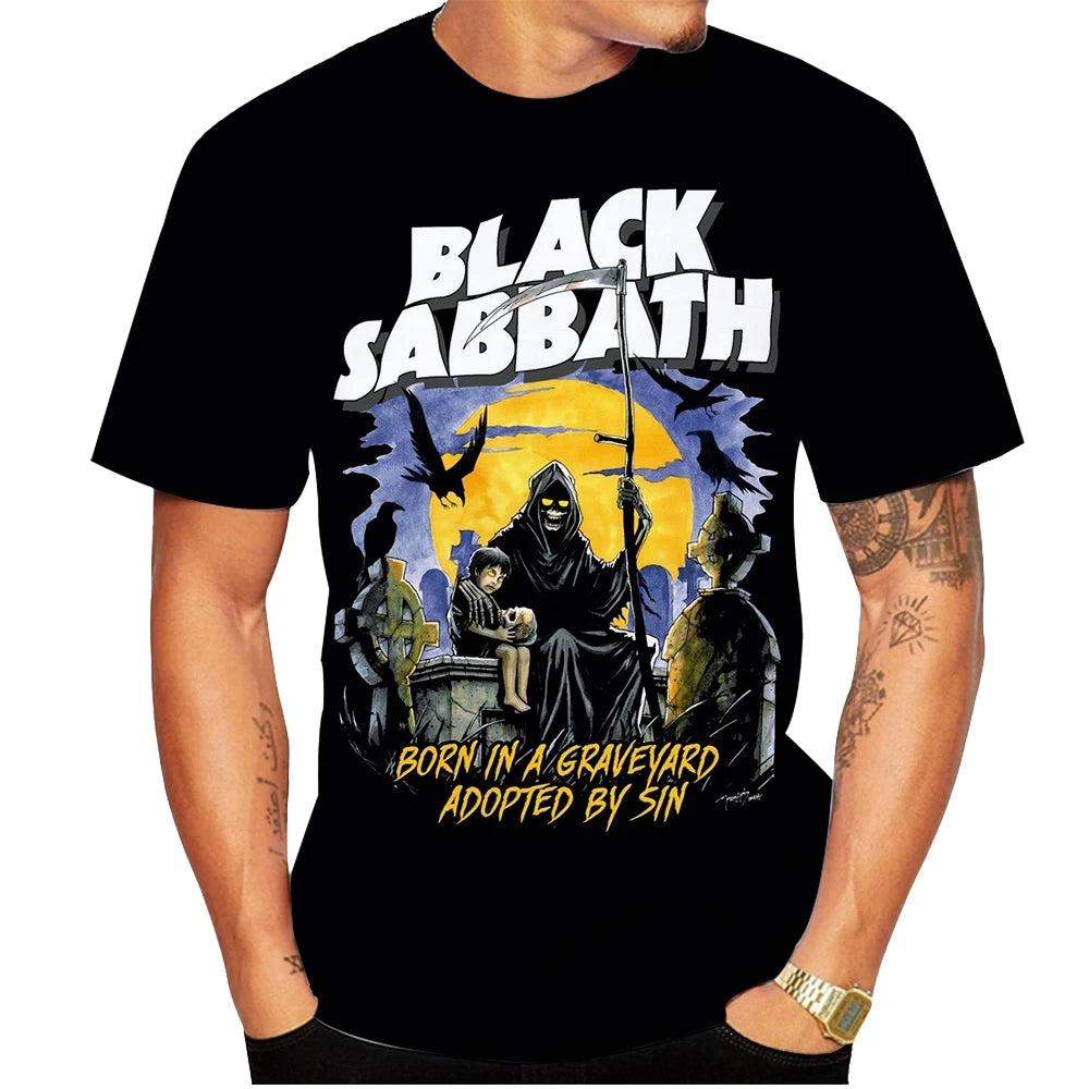 3D print black casual T-shirt