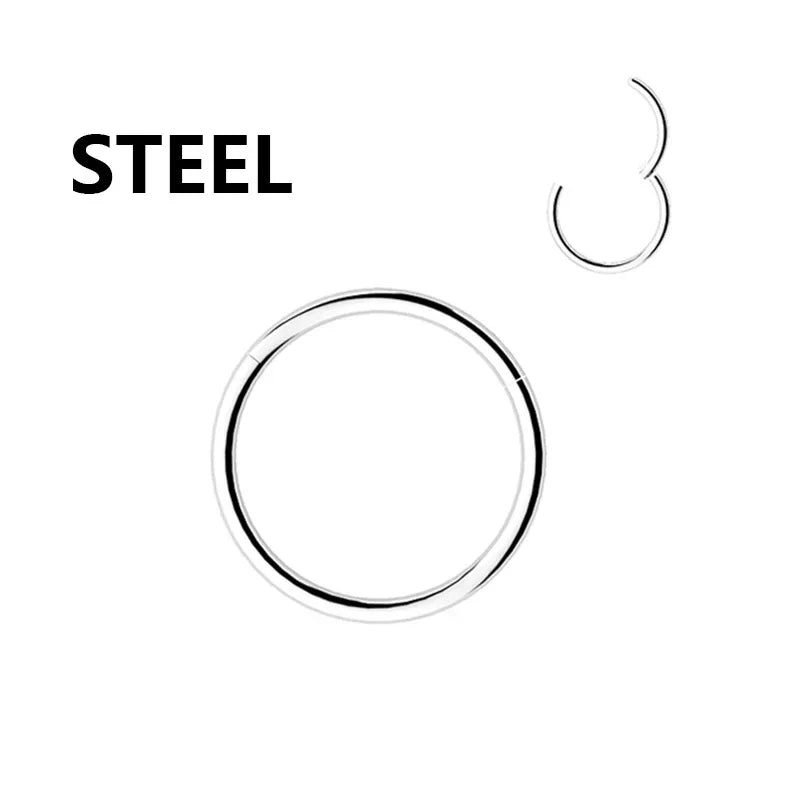 Stainless Steel Nose Hoop Clicker - Elegant Hinged Segment Ring for Septum, Lip, Helix, Daith & Cartilage Piercings - Pedlar's Attic