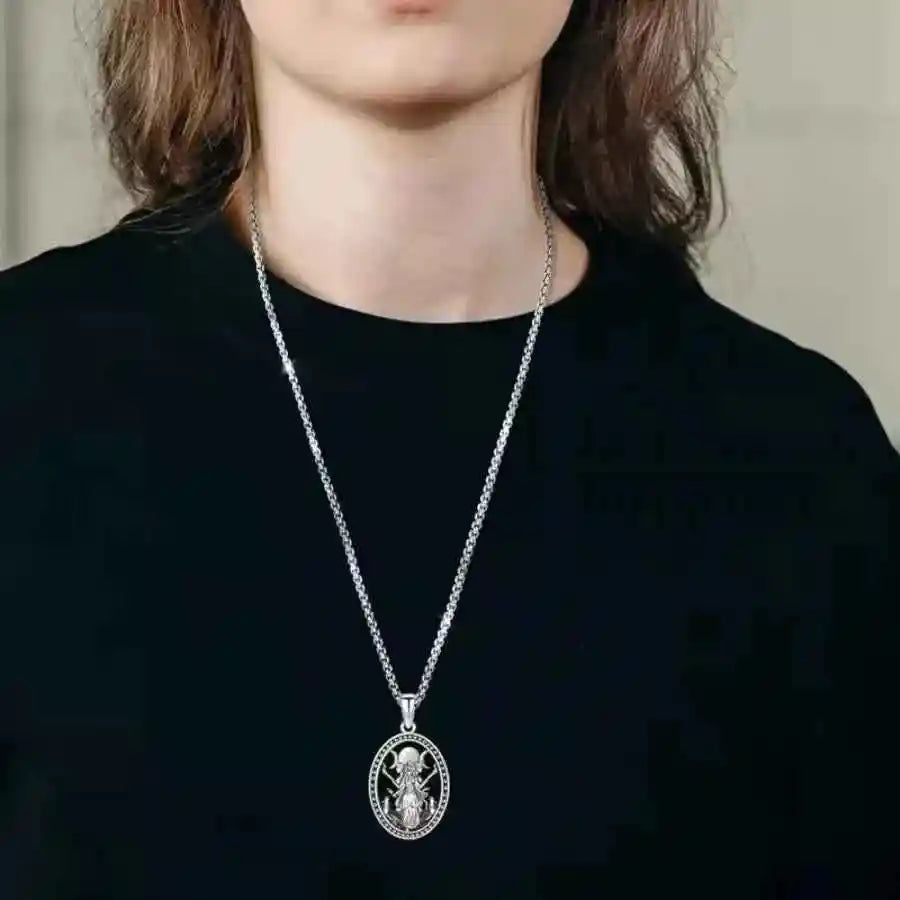 Hecate necklace, March goddess pendant ,box chain - Pedlar's Attic