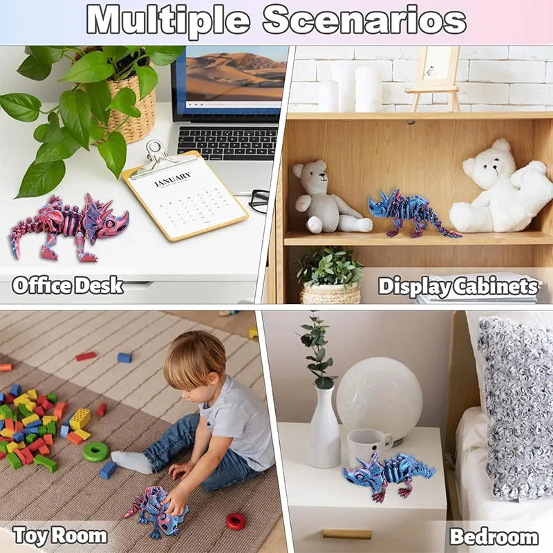 3D Printed Dragon Dinosaur Model Joints Can Move Freely Desktop Craft Ornament Gifts for Kids For Landscaping Decoration