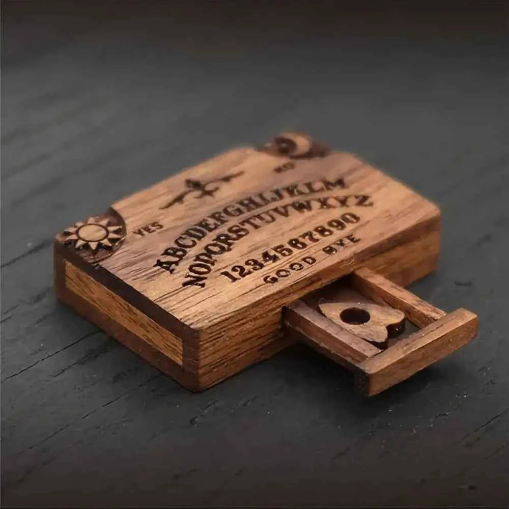 Mini Ouija Board With Drawer Handmade Retro Ouija Board Wooden Talking Spirit Board Emotional Love Drawer Divination Tools