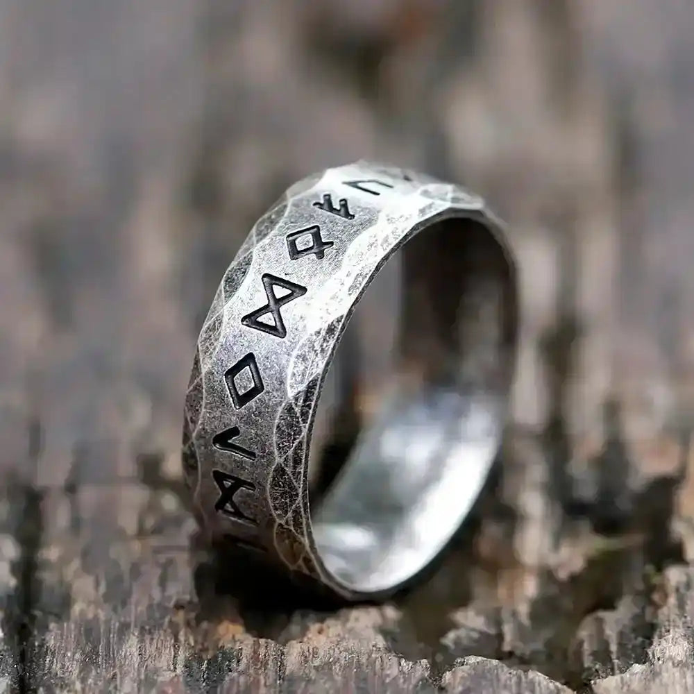Viking Rune Ring — Stainless Steel Norse Amulet Band
