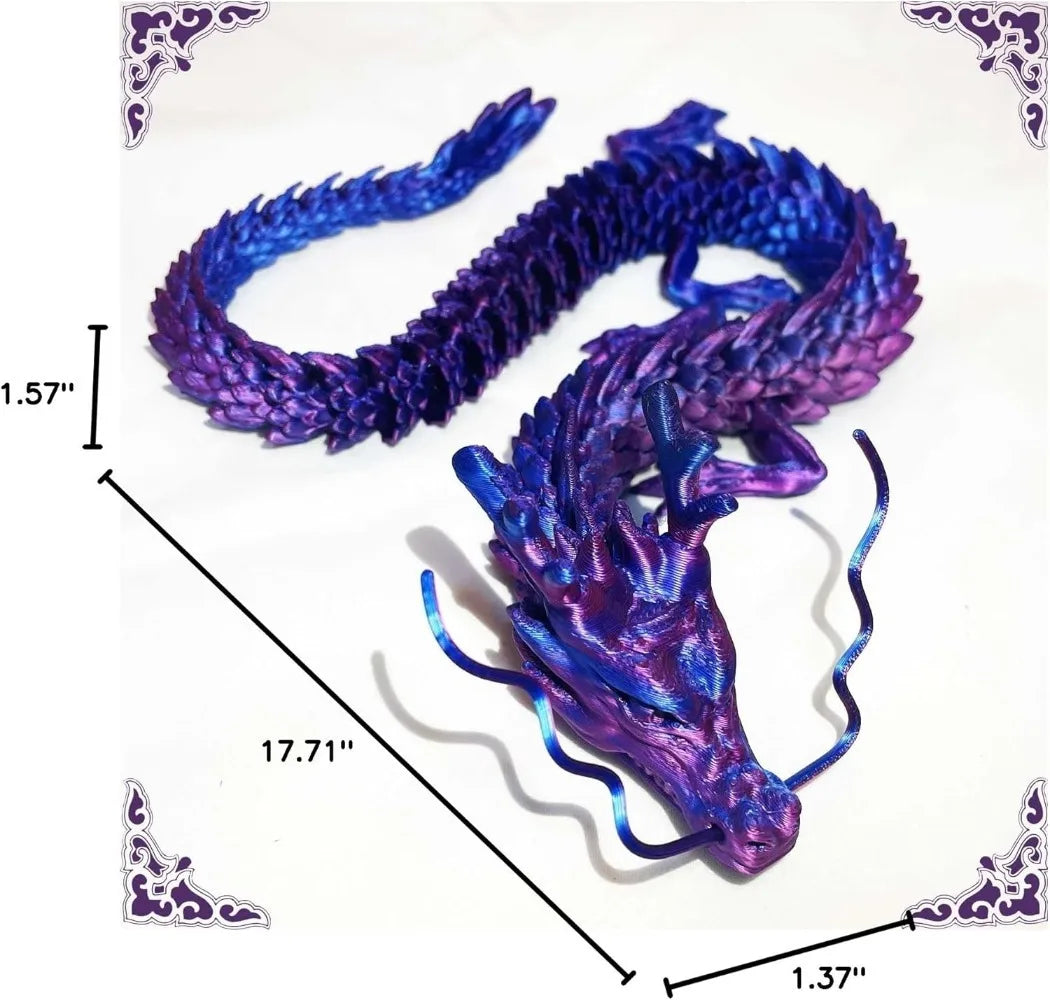 3D Printed Conjoined Dragon Ornaments Movable Cartoon Creative Dragon Plants rockery Fish Tank Landscaping Decoration 30cm
