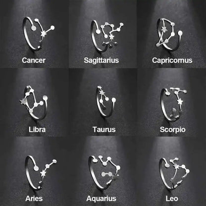 COOLTIME Zodiac Constellation Ring - Adjustable Stainless Steel Jewelry for Your Sign - Ideal Gift for Astrology Lovers - Pedlar's Attic