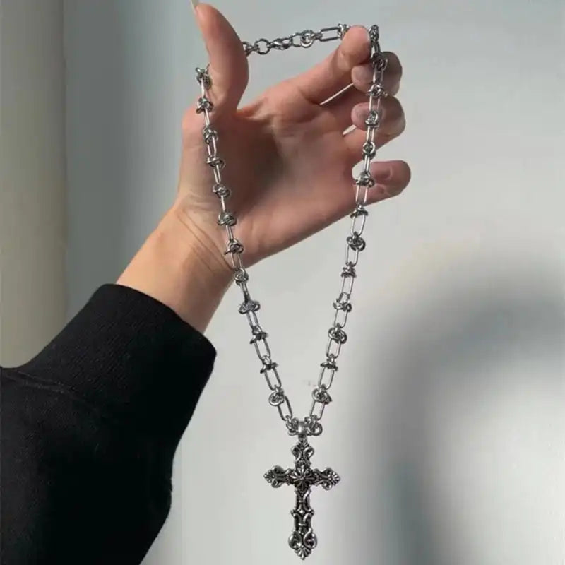The Retro Relic — Vintage Cross Punk Chain Necklace
