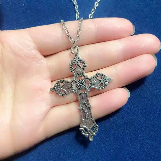 Vintage Gothic for Cross Pendant Long Chain Necklace - Pedlar's Attic