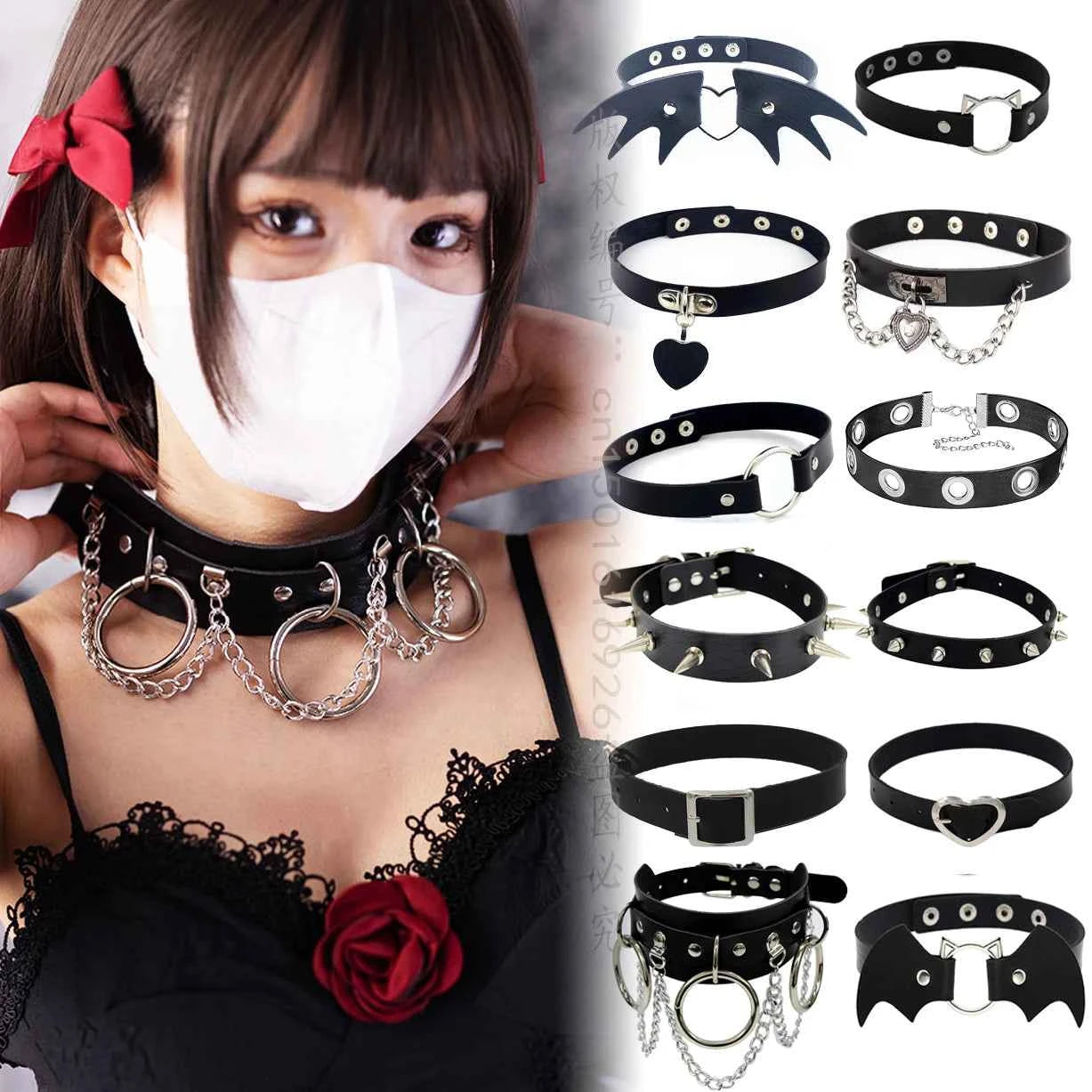 Woman Black Punk Choker Collars Necklaces huge variety