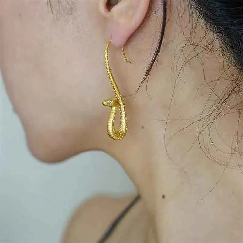 Gold Snake Dangle Earrings for Women Bohemian Vintage Animal Statement Jewelry Party Gift