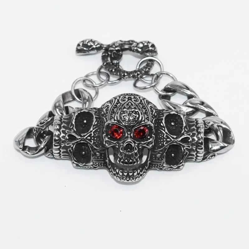 Stainless Steel Nordic Double Wolf Head Bracelet