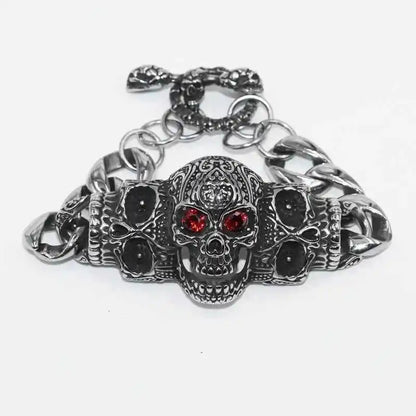 Stainless Steel Nordic Double Wolf Head Bracelet - Pedlar's Attic