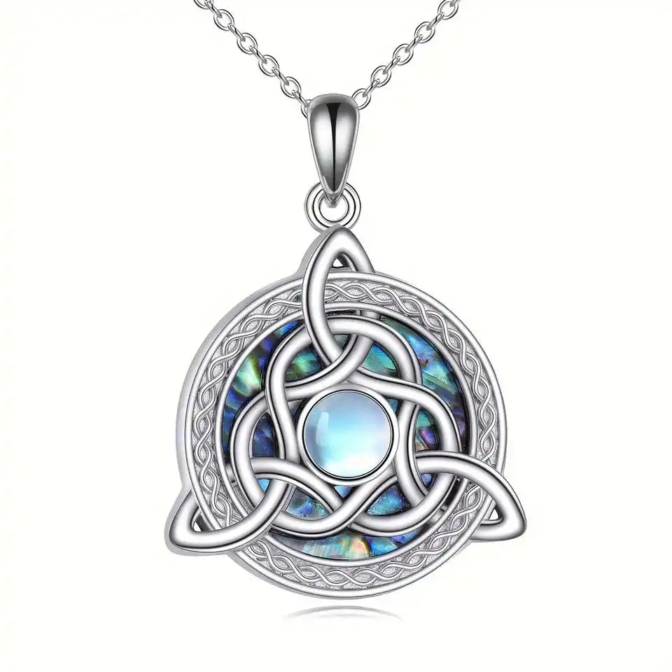 The Three-Fold Moon — Celtic Trinity Moonstone Necklace