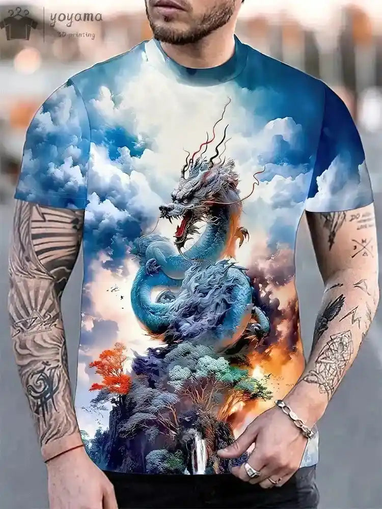 Fire & Scales – Dragon & Phoenix 3D Print Unisex Tee