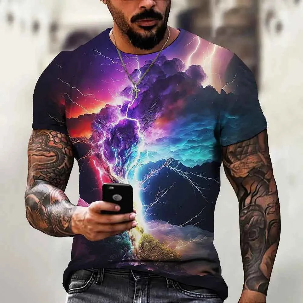 Fashion T-Shirts For Men 3d Line Printed
