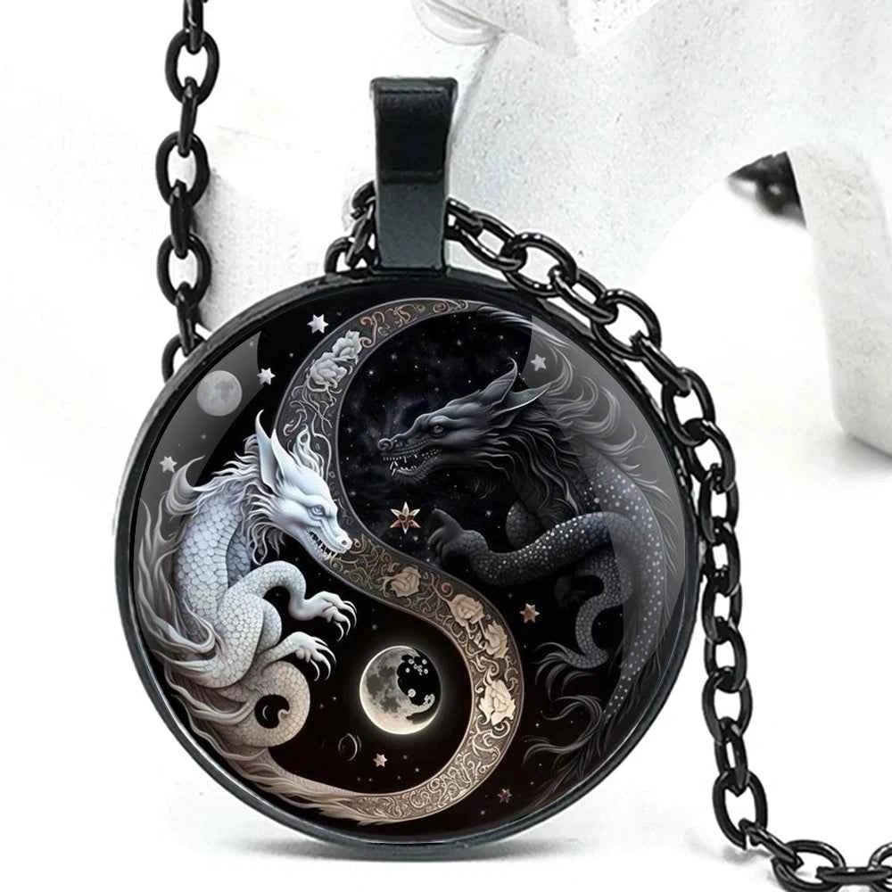 Retro Yin and Yang Dragon Design
