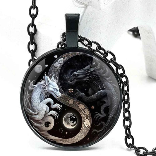 Retro Yin and Yang Dragon Design